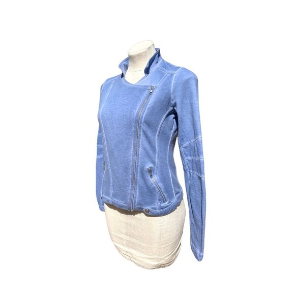 Women's Tie Dye Moto Sweat Jacket Size 4 Small "Venice Beach" Periwinkle Blue - Picture 2 of 9
